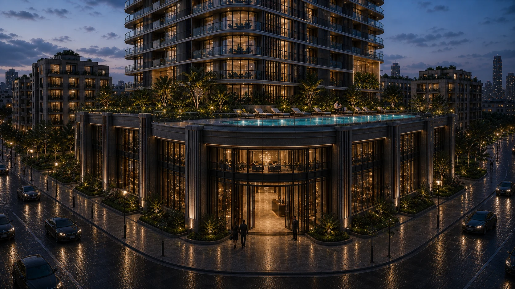 The private and protected street entrance to Bitcoin Palace